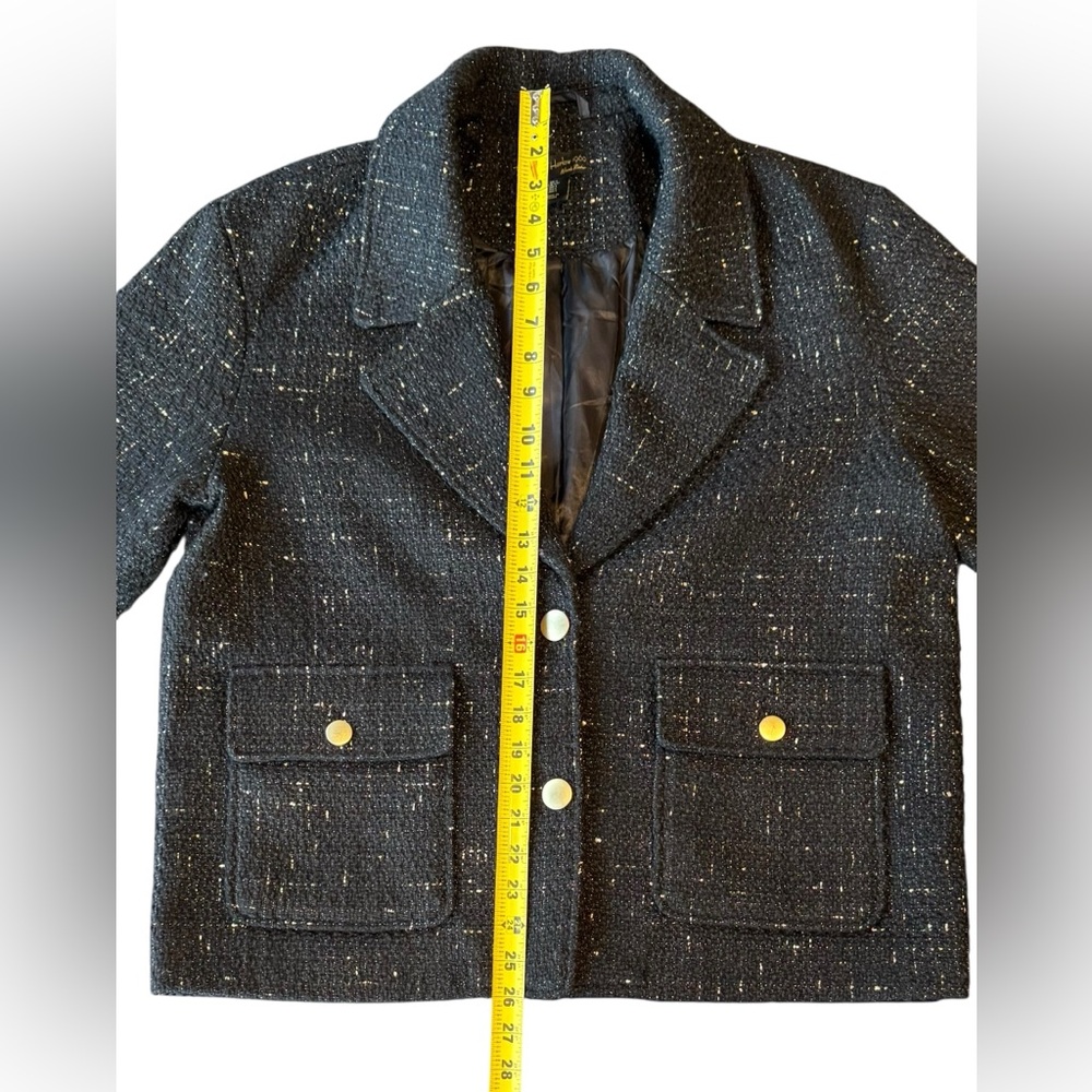 House of Harlow 1960 Black Tweed Blazer with Gold Buttons Women’s Size Large - Picture 11 of 14